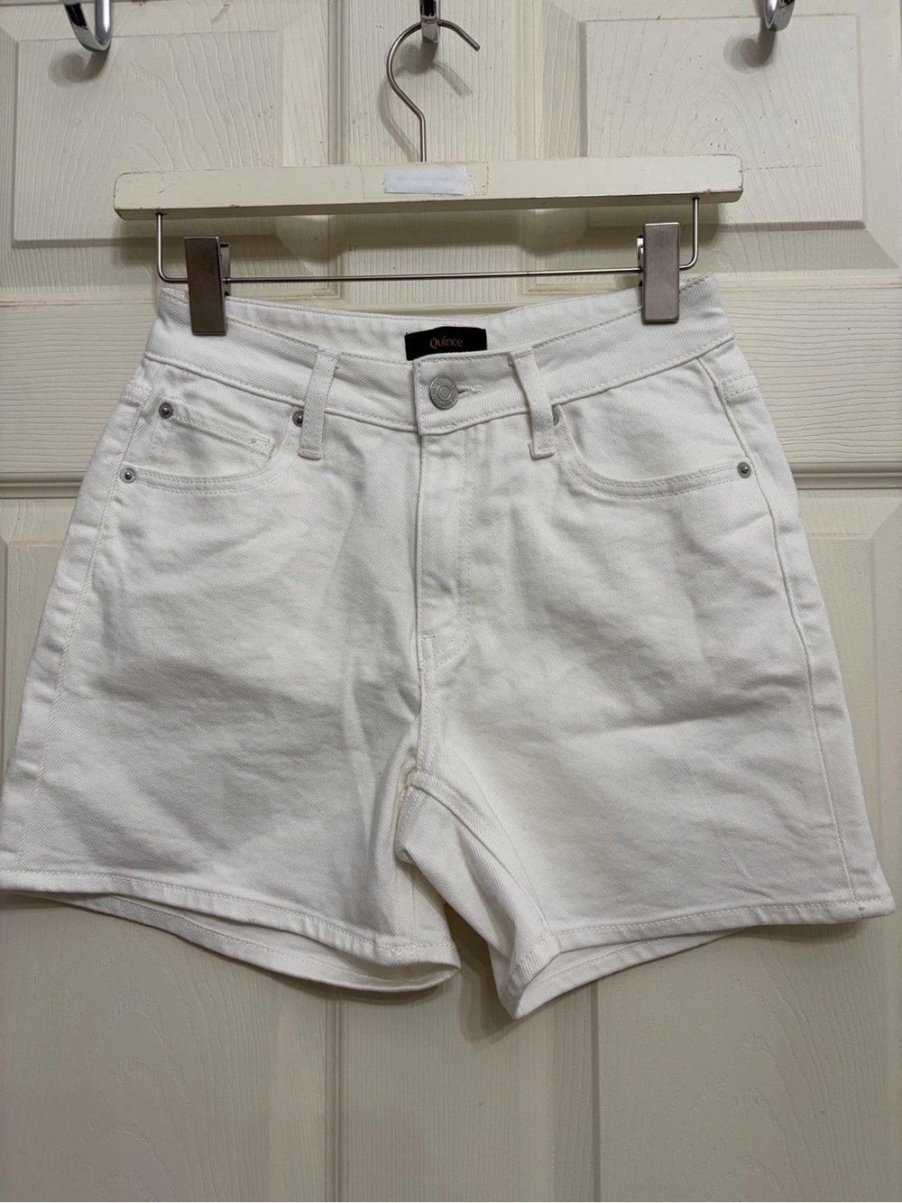 Quince White High-Rise Denim Shorts size 25